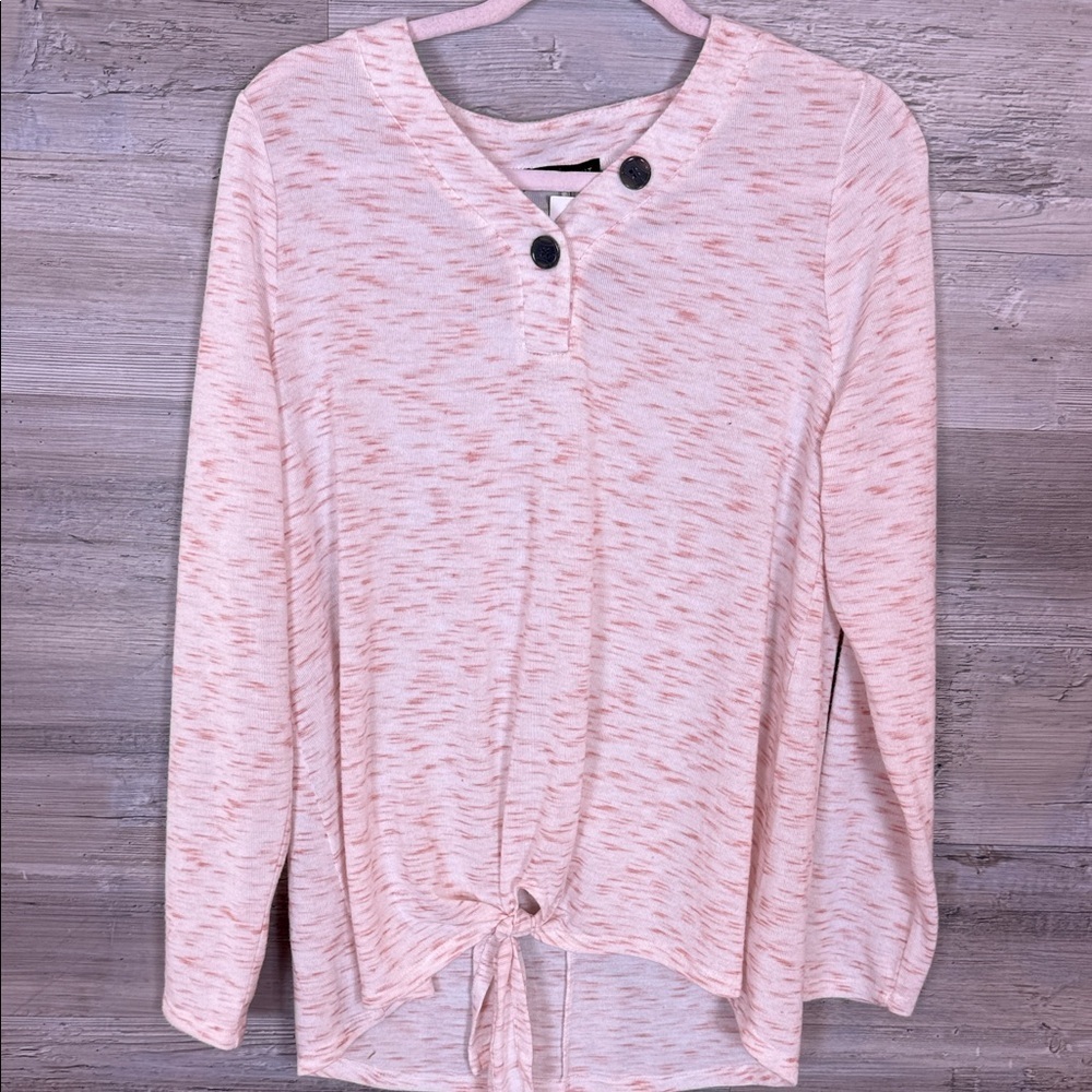 Lane Bryant Pink Long Sleeve Top with Button Detail